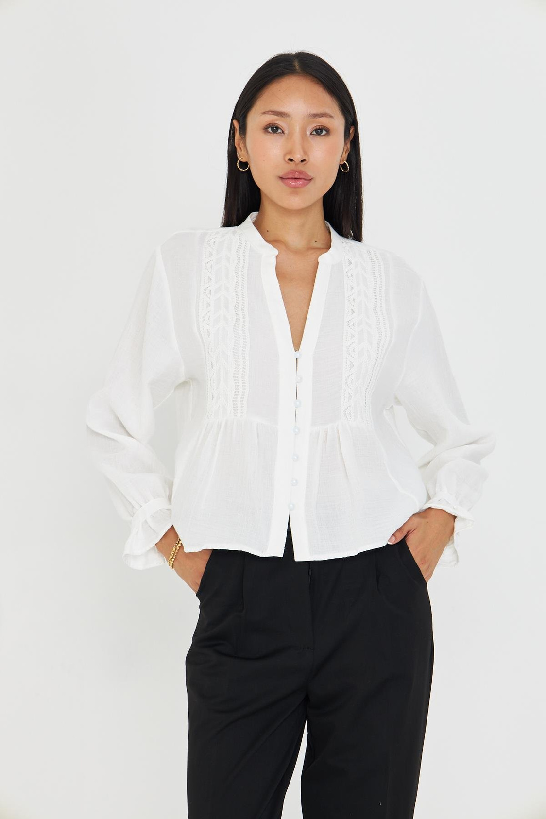 Hakim Yaka Dantelli Gömlek