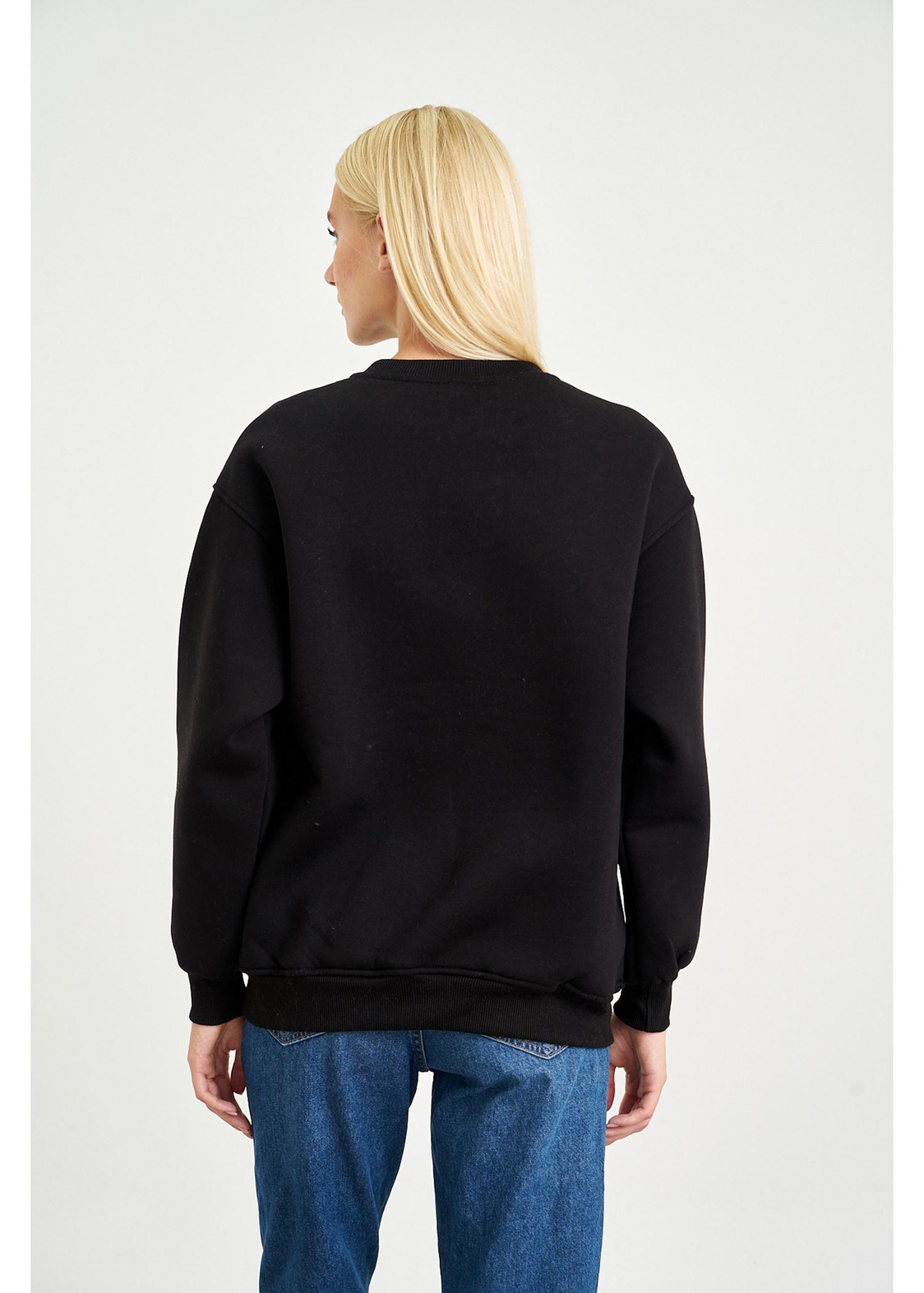 Hilal Yıldız Baskılı Sweatshirt-Siyah