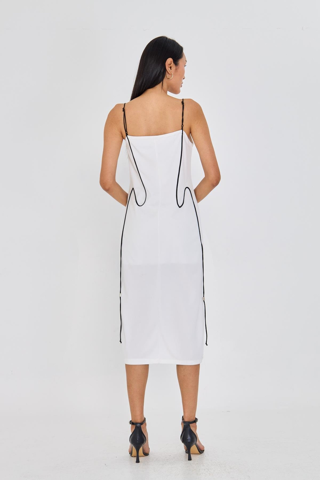 İp Askılı Yırtmaçlı Midi Boy Elbise