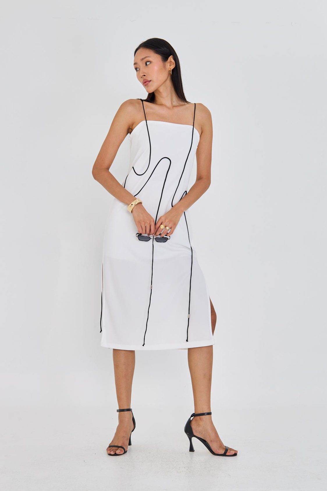 İp Askılı Yırtmaçlı Midi Boy Elbise