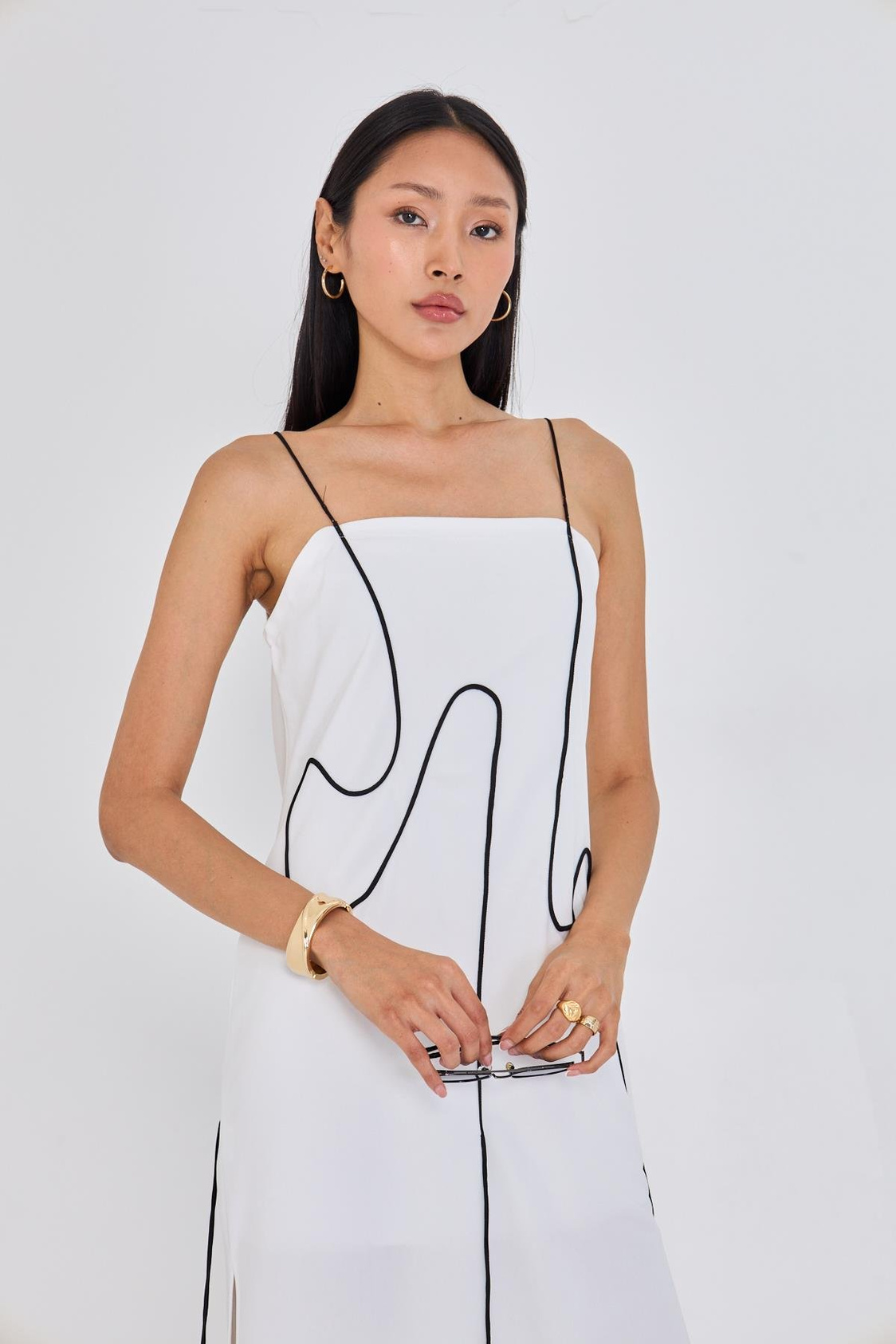 İp Askılı Yırtmaçlı Midi Boy Elbise