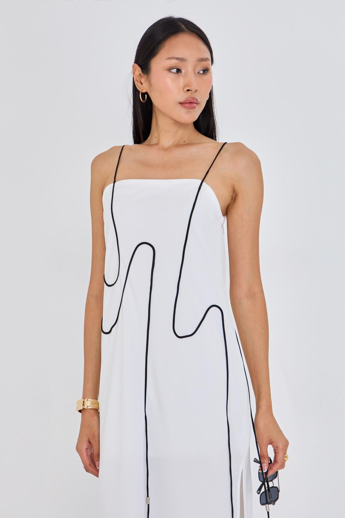 İp Askılı Yırtmaçlı Midi Boy Elbise
