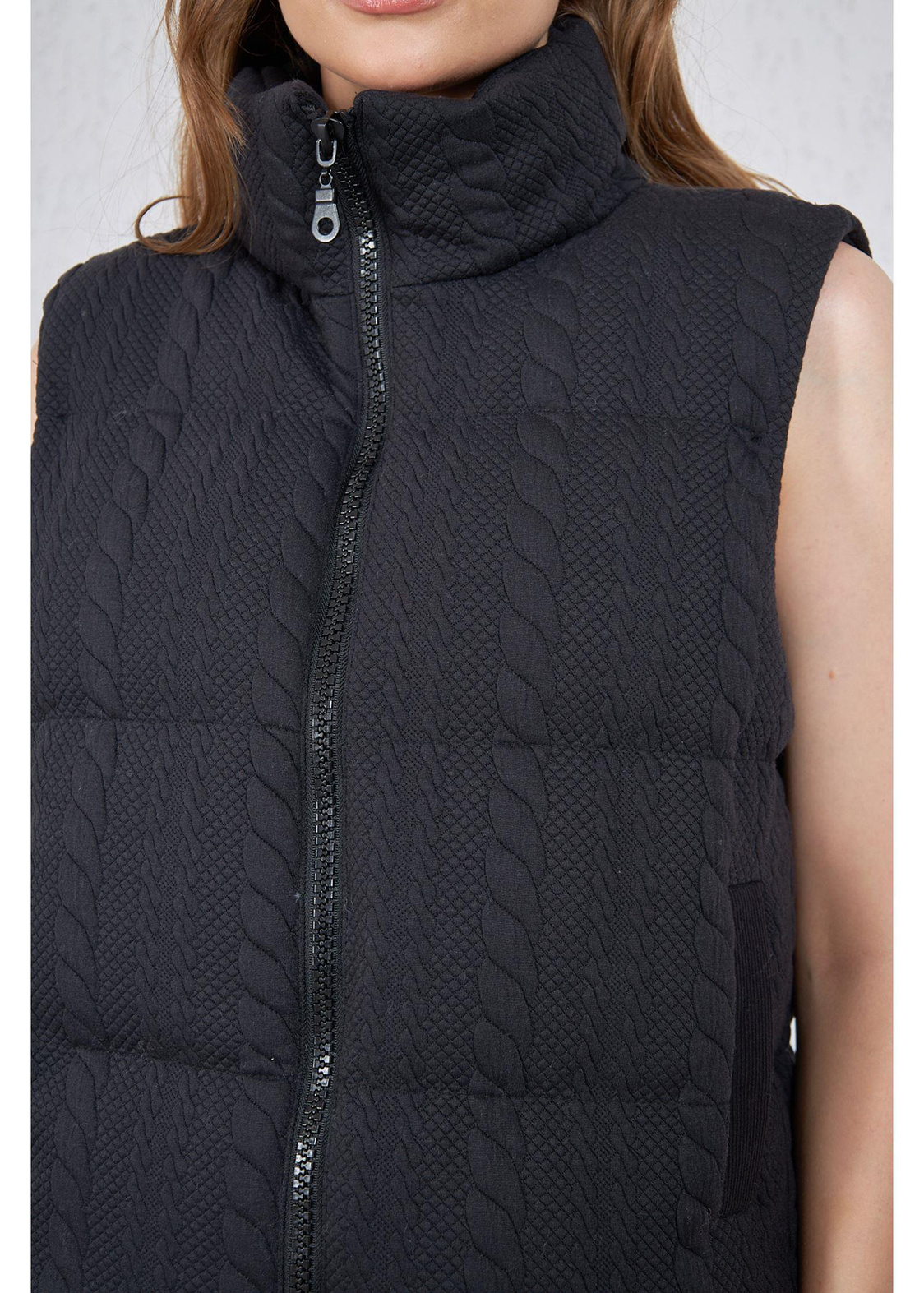 Jakarlı Fleto Cepli Şişme Yelek-Siyah