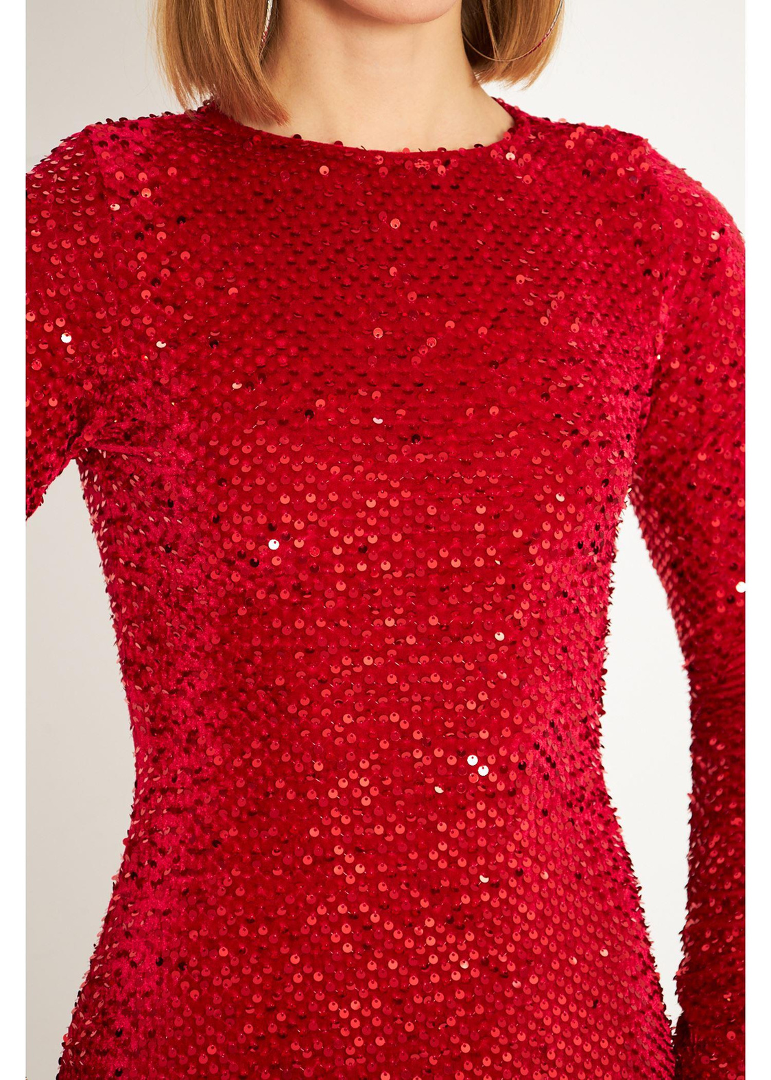 Kadife Pul Payet Elbise