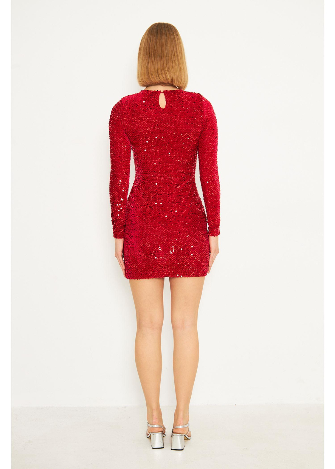 Kadife Pul Payet Elbise