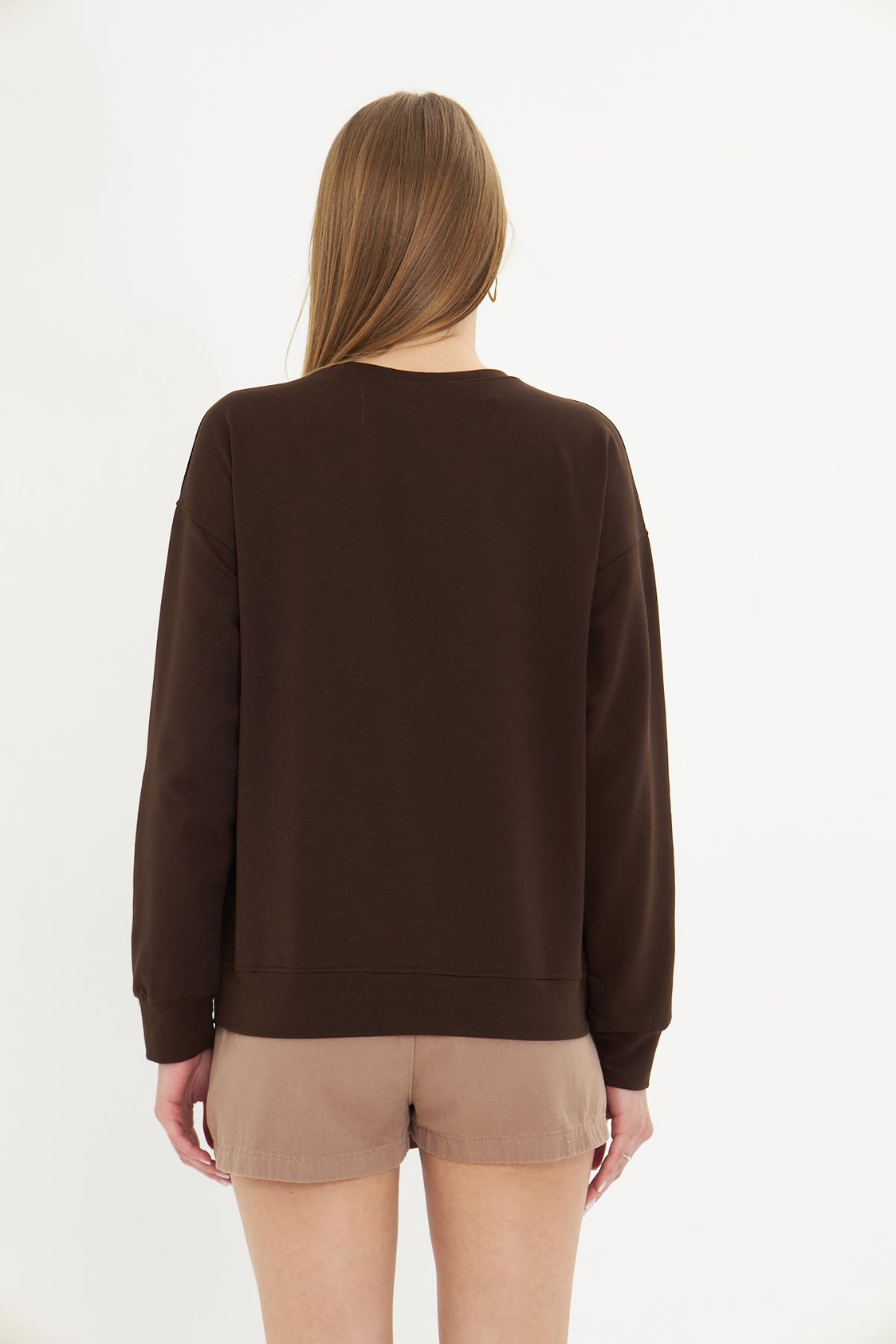 Kalpli Taş Baskılı Sweatshirt