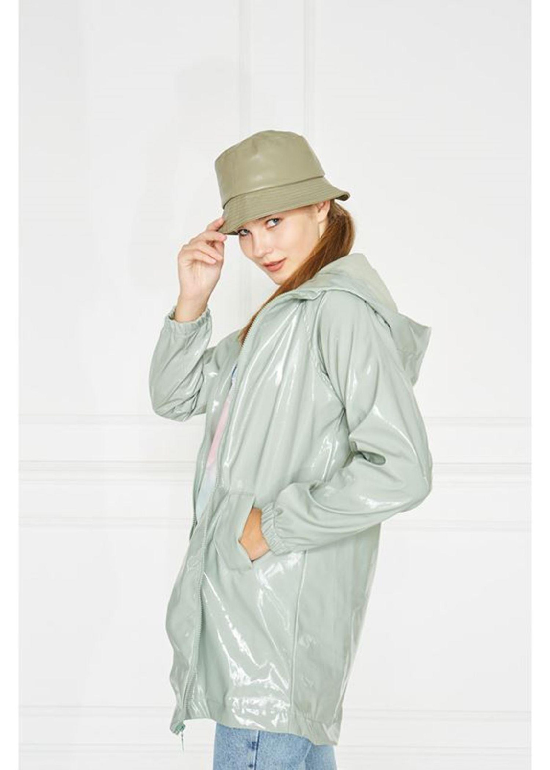 Kapşonlu Rugan Yağmurluk-Mint
