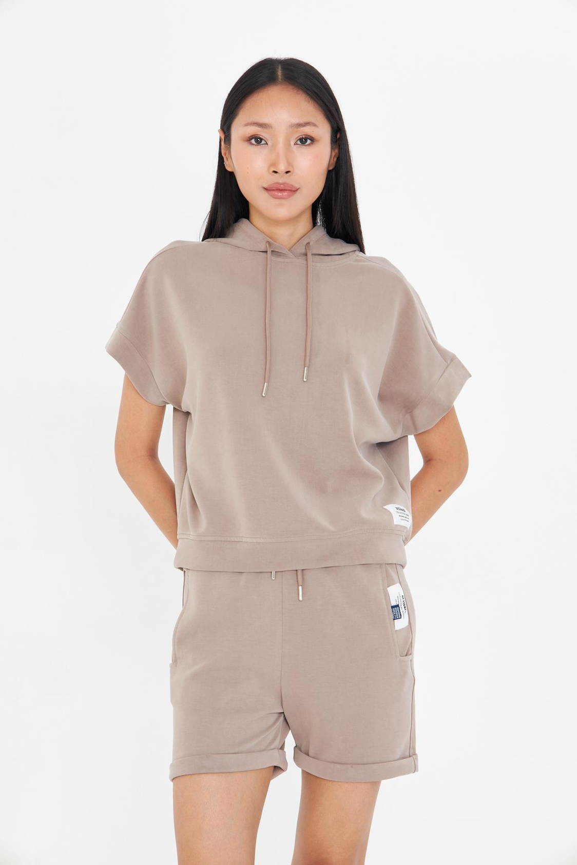 Kapüşonlu Kısa Kol Modal Sweatshirt