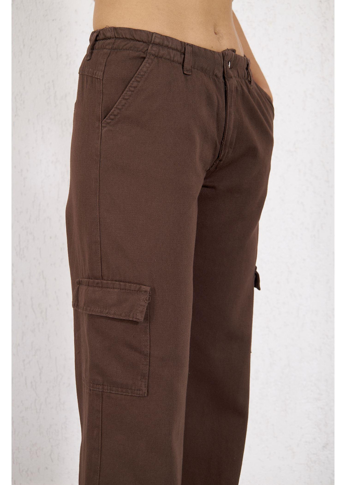 Kargo Cep Gaabardin Pantolon-Kahve