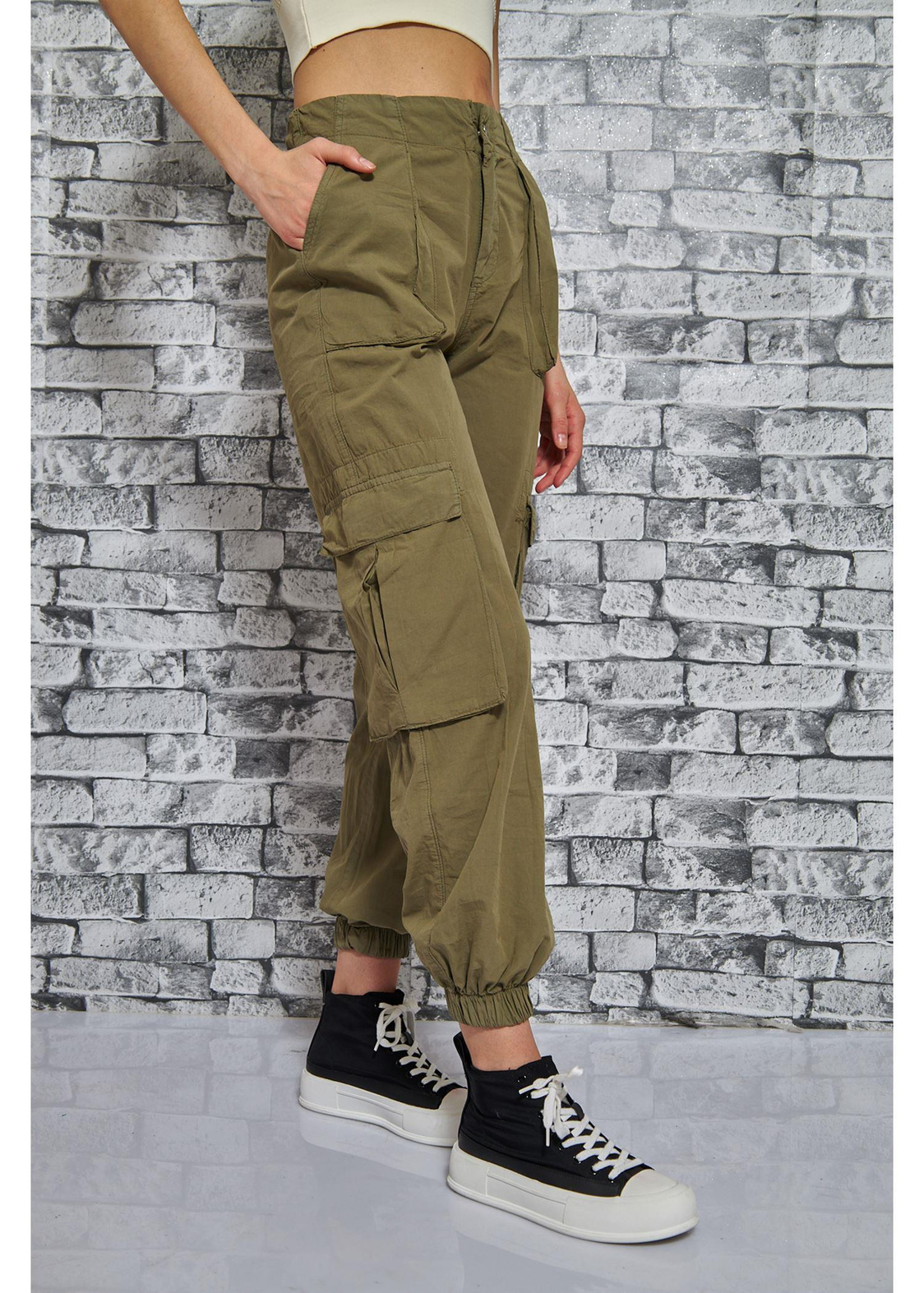 Kargo Cepli Jogger Pantolon-Yeşil
