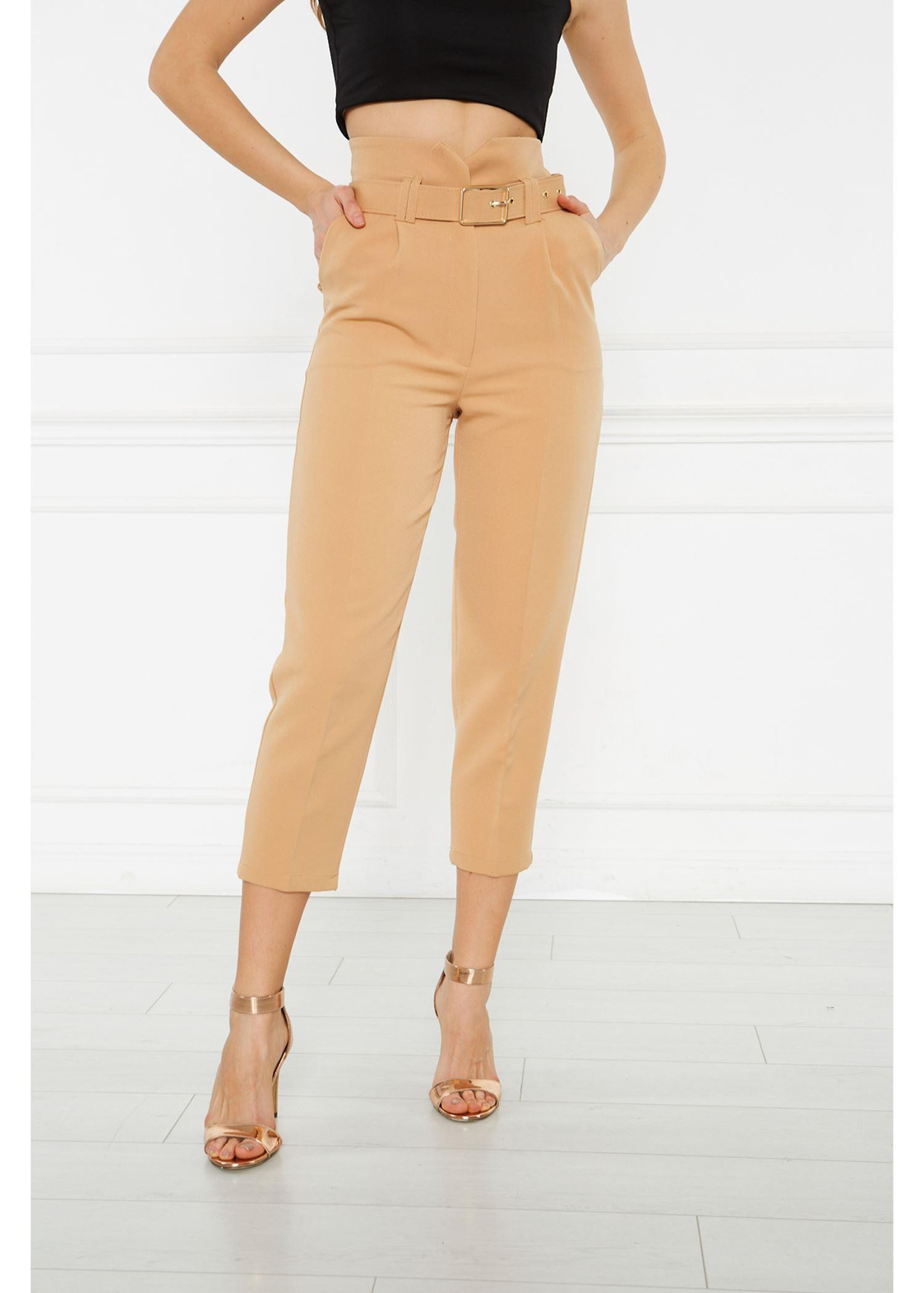 Kemerli Atlas Pantolon-Camel