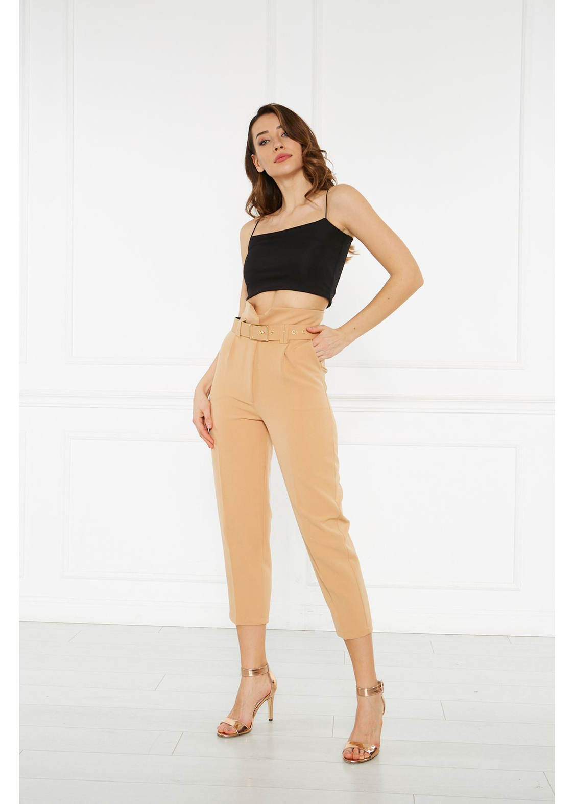 Kemerli Atlas Pantolon-Camel