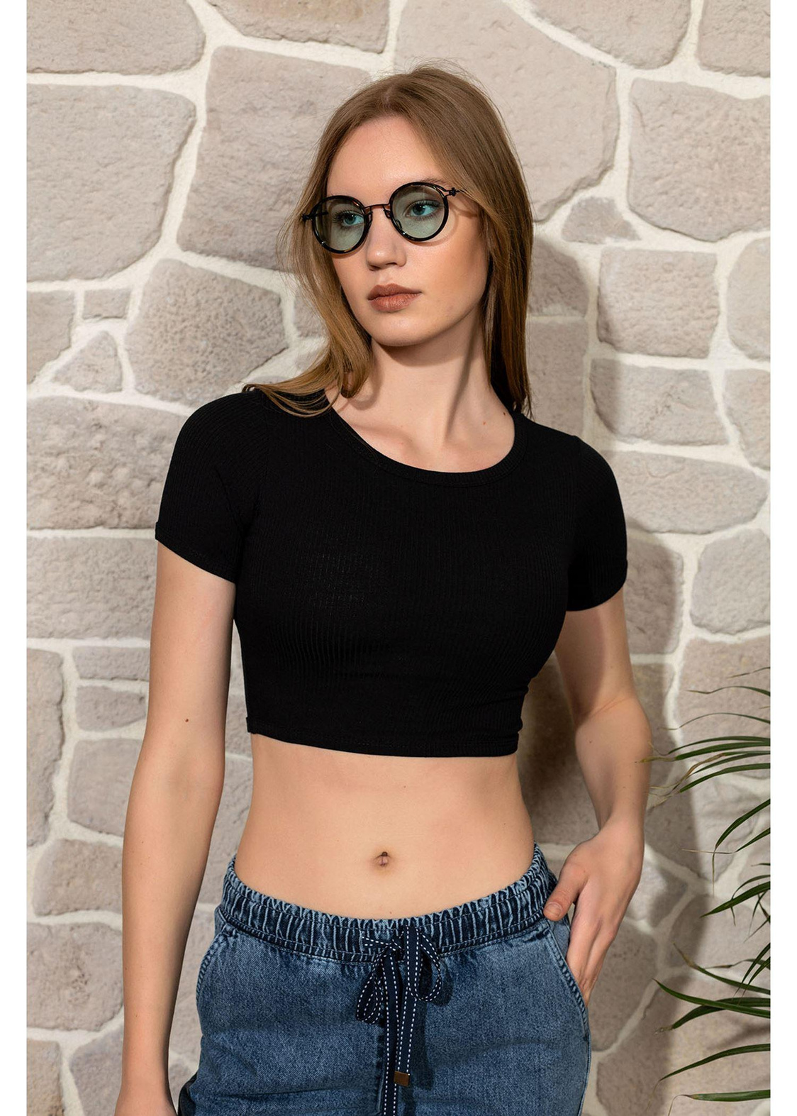 Kısa Kol Basic T-shirt-Siyah