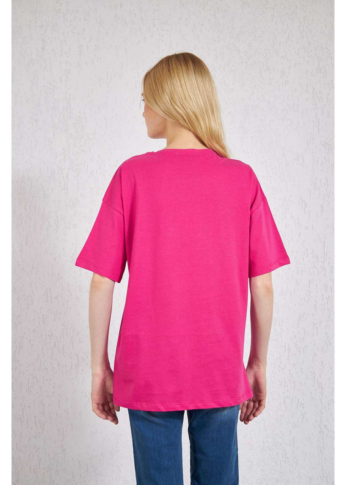 Kovboy Şapkalı Süprem T-Shirt-Fuşya