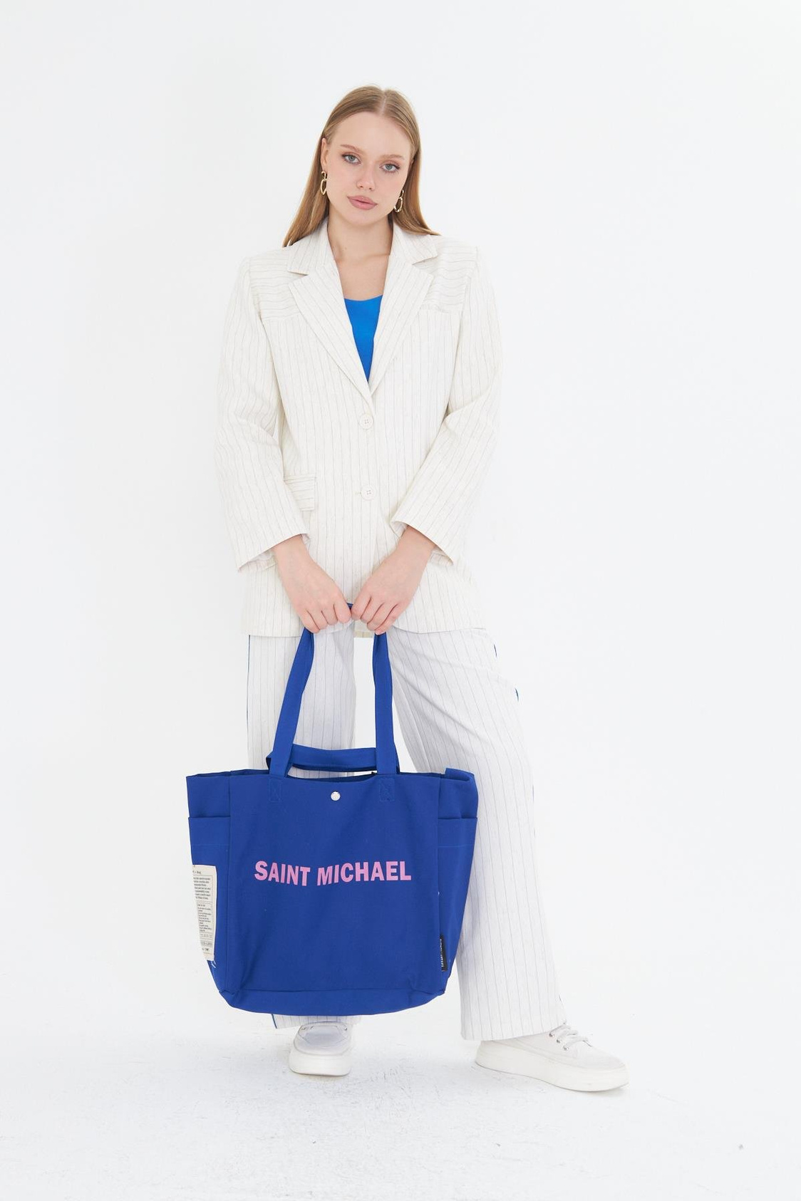 Kruvaze Yaka Keten Karışımlı Ceket