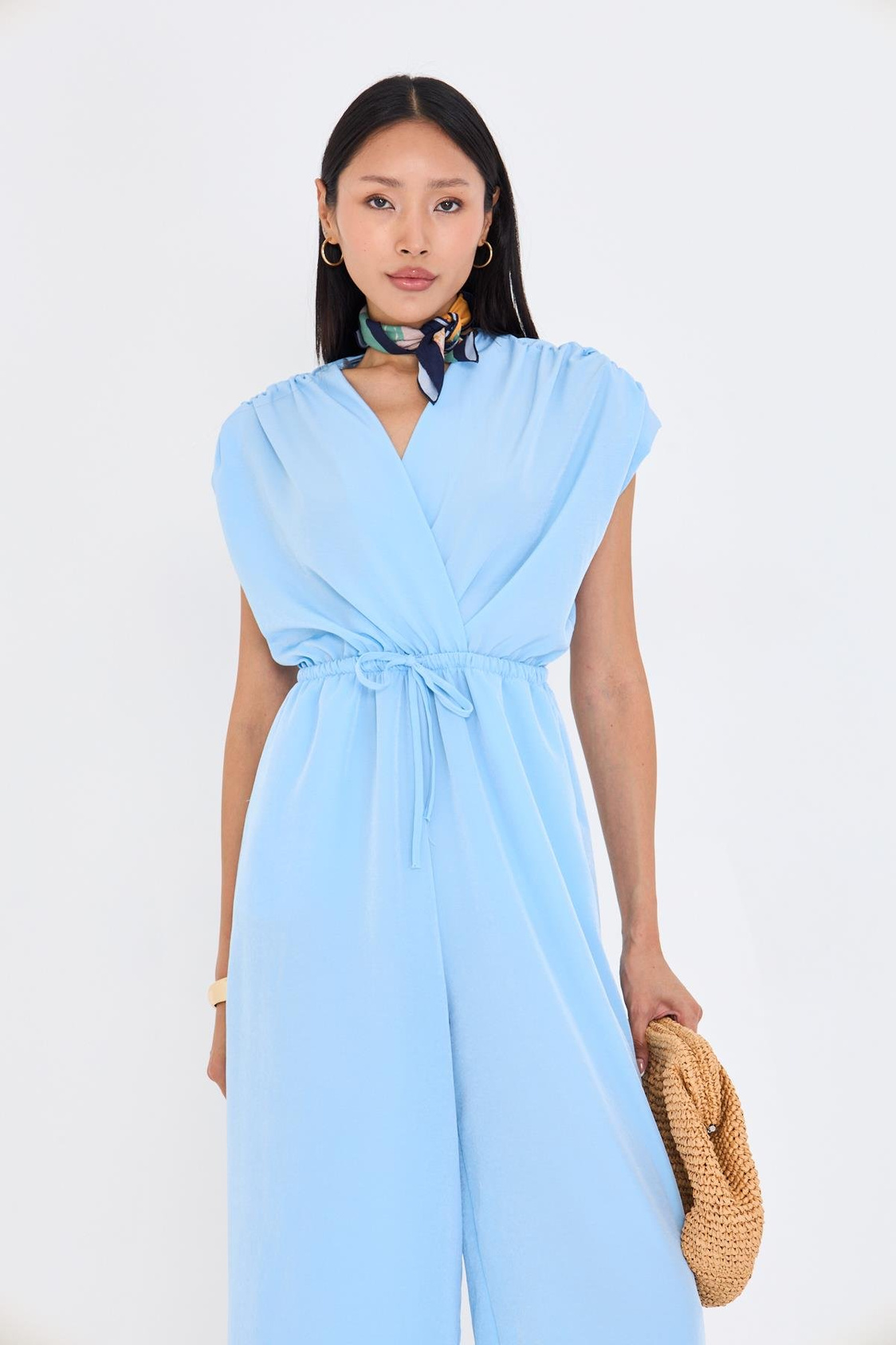 Kruvaze Yaka Sıfır Kol Tulum