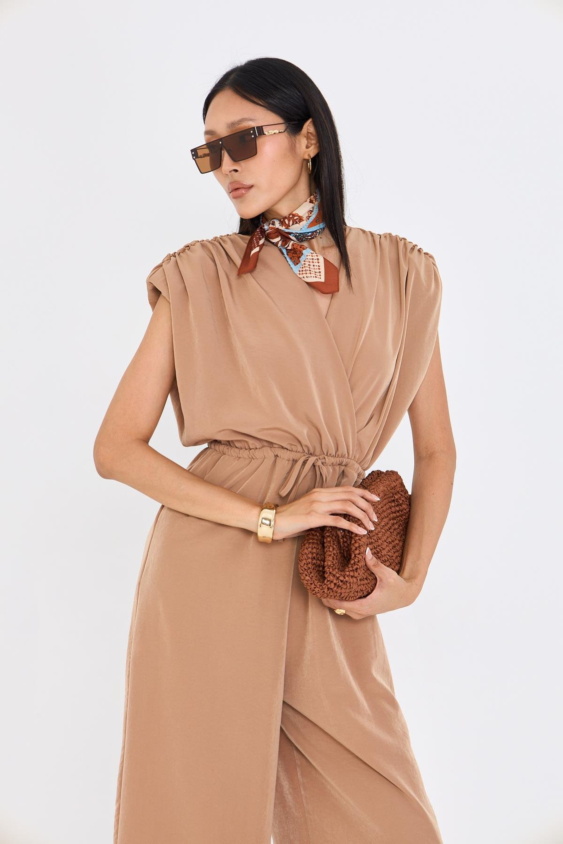 Kruvaze Yaka Sıfır Kol Tulum