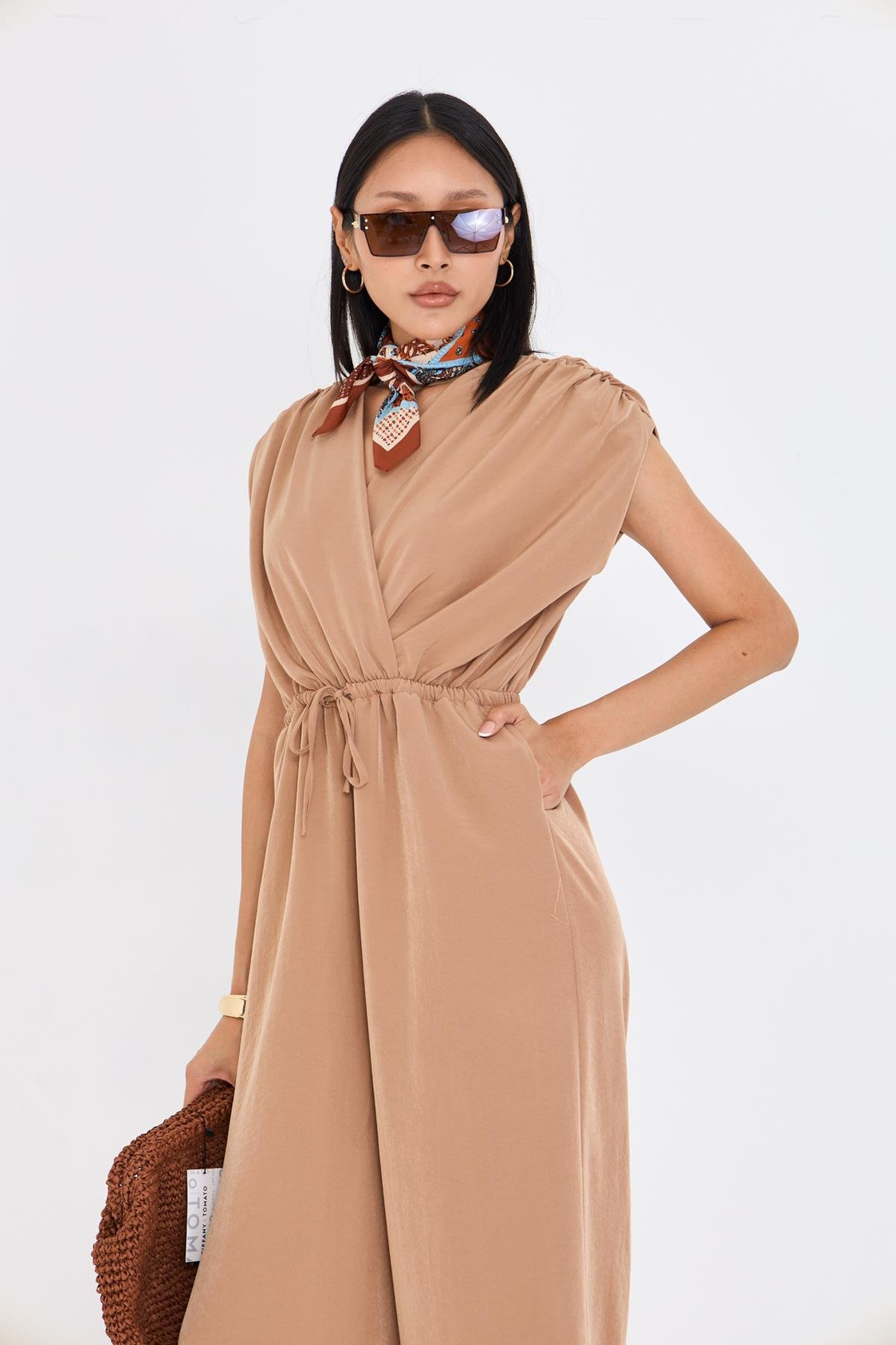 Kruvaze Yaka Sıfır Kol Tulum