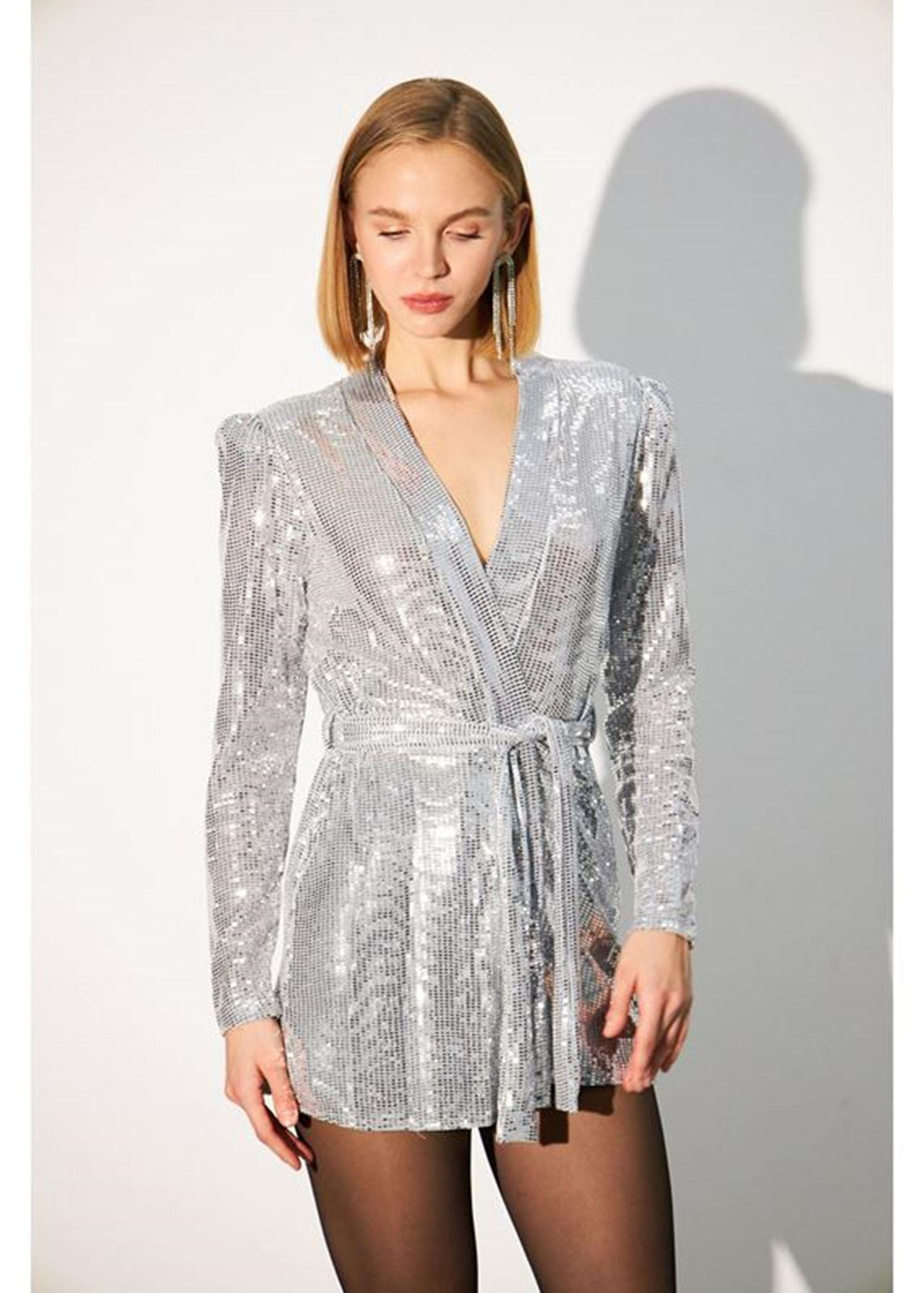 Kuşaklı Pullu Buzy Kimono