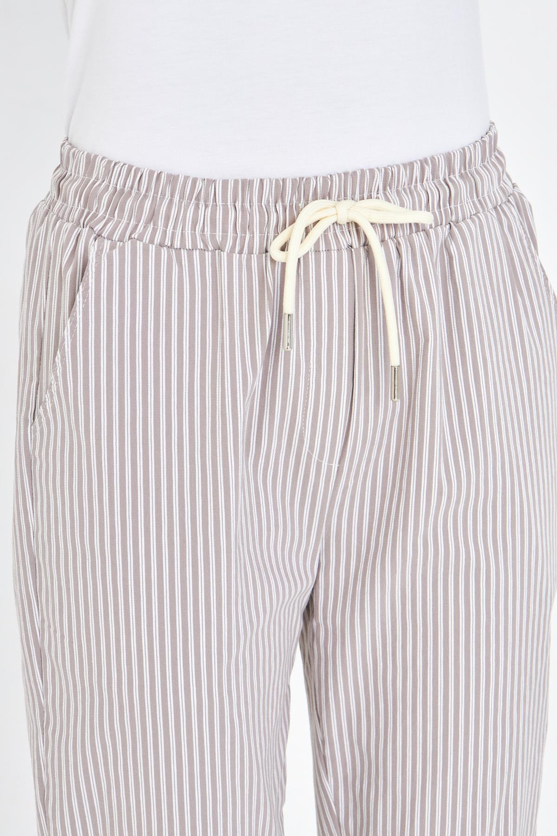 Lastikli Çizgili Chino Pantolon