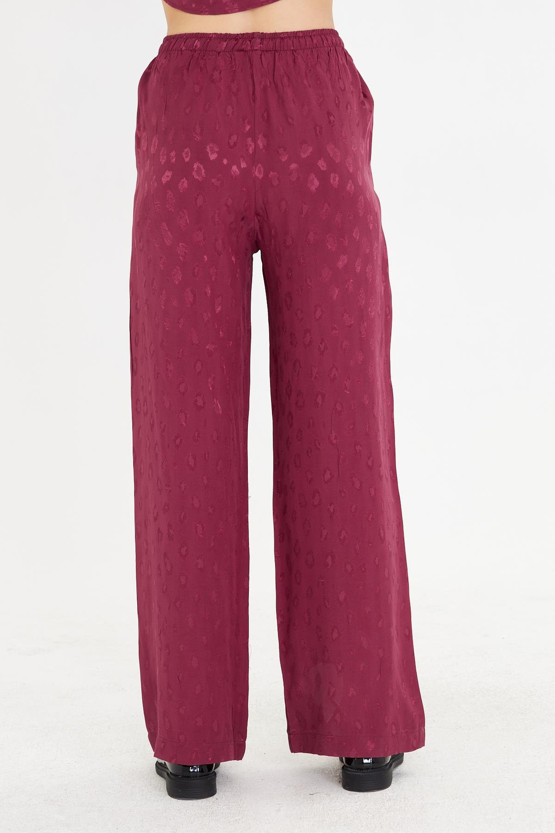 Leopar Desen Saten Pantolon