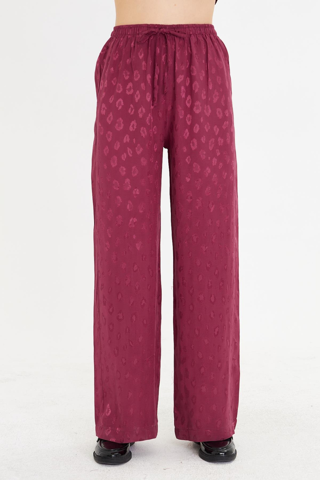 Leopar Desen Saten Pantolon