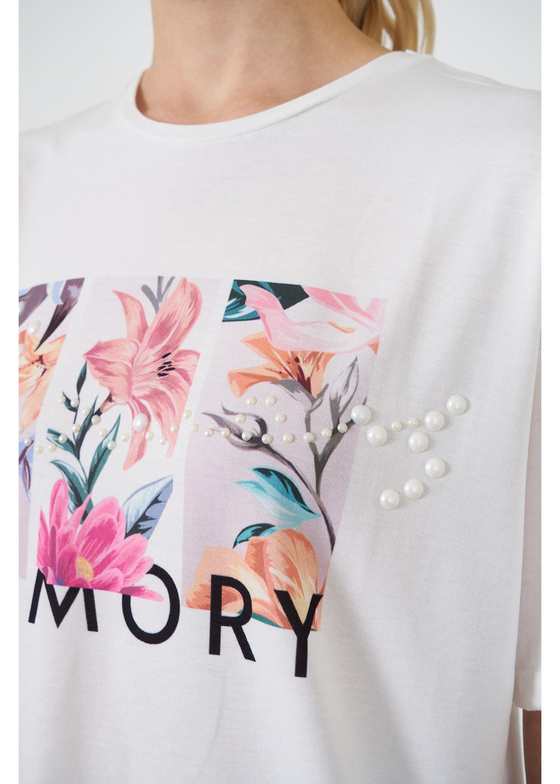 Memory Baskılı T-shirt-Ekru