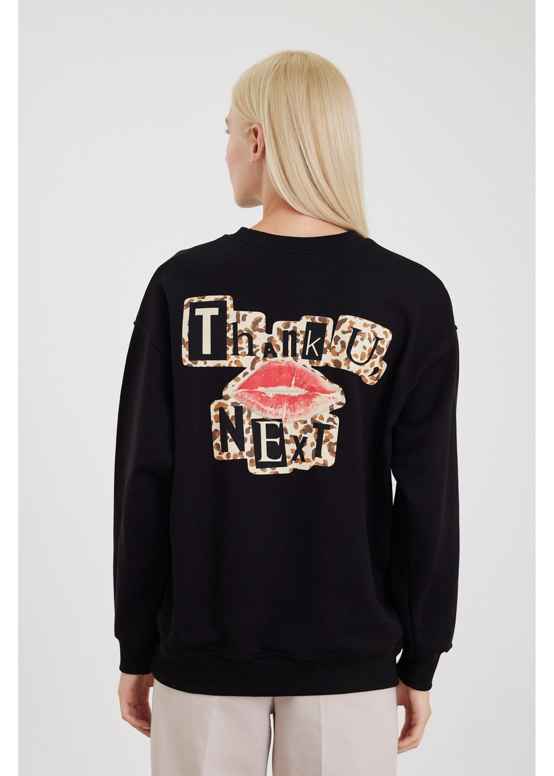 Next Baskılı Sweatshirt-Siyah