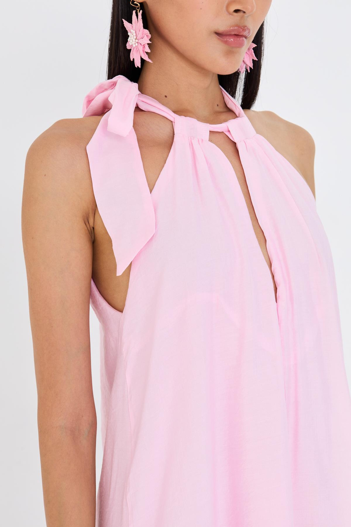 Önü Bağlamalı Sıfır Kol Elbise