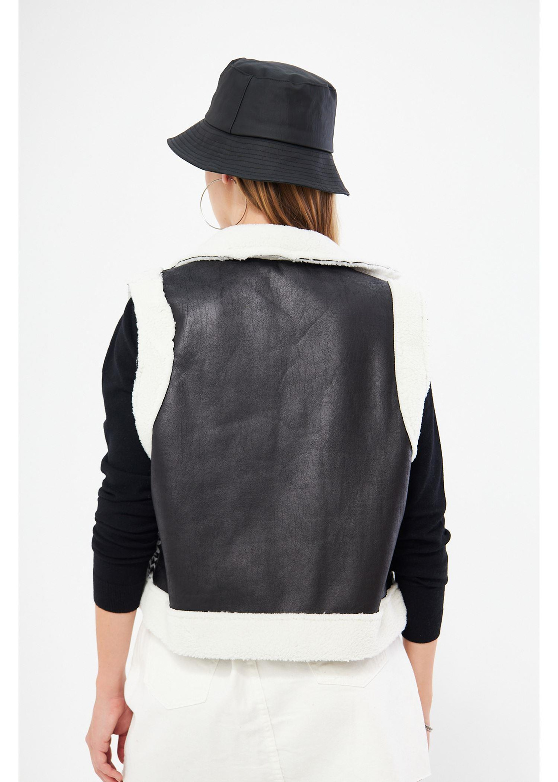 Peluş Süet Yelek - Siyah