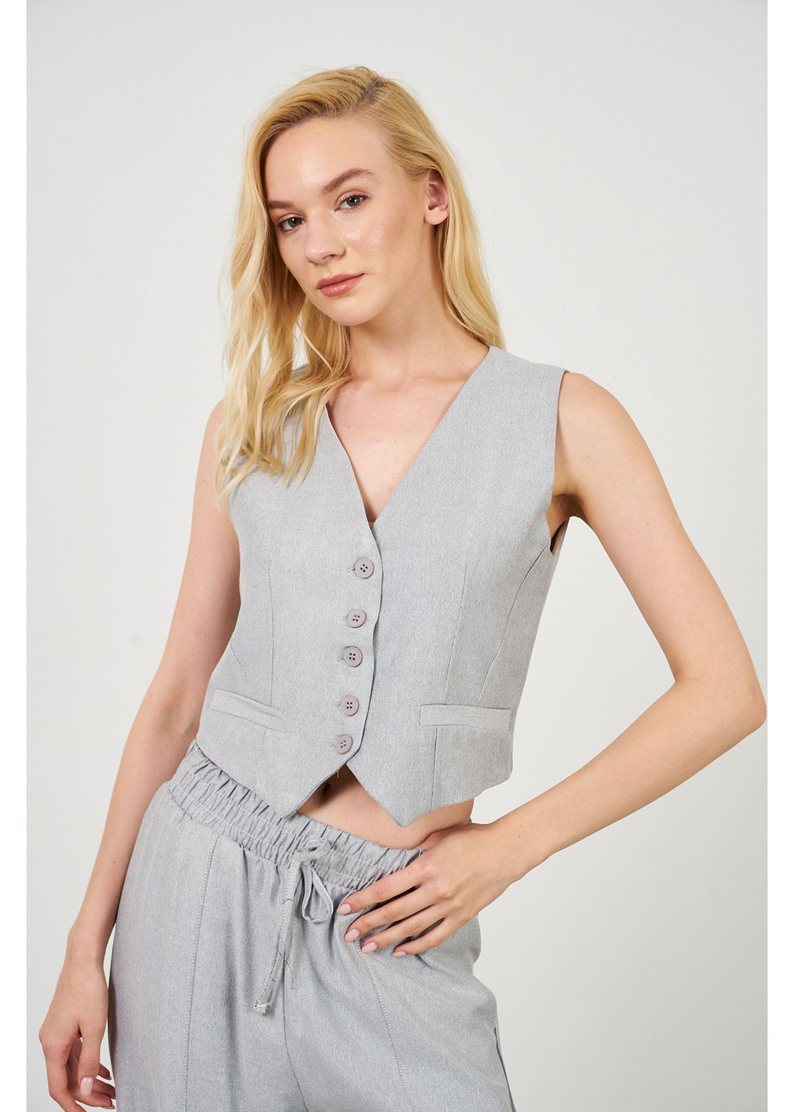 Pensli Diyagonal Yelek-Antrasit