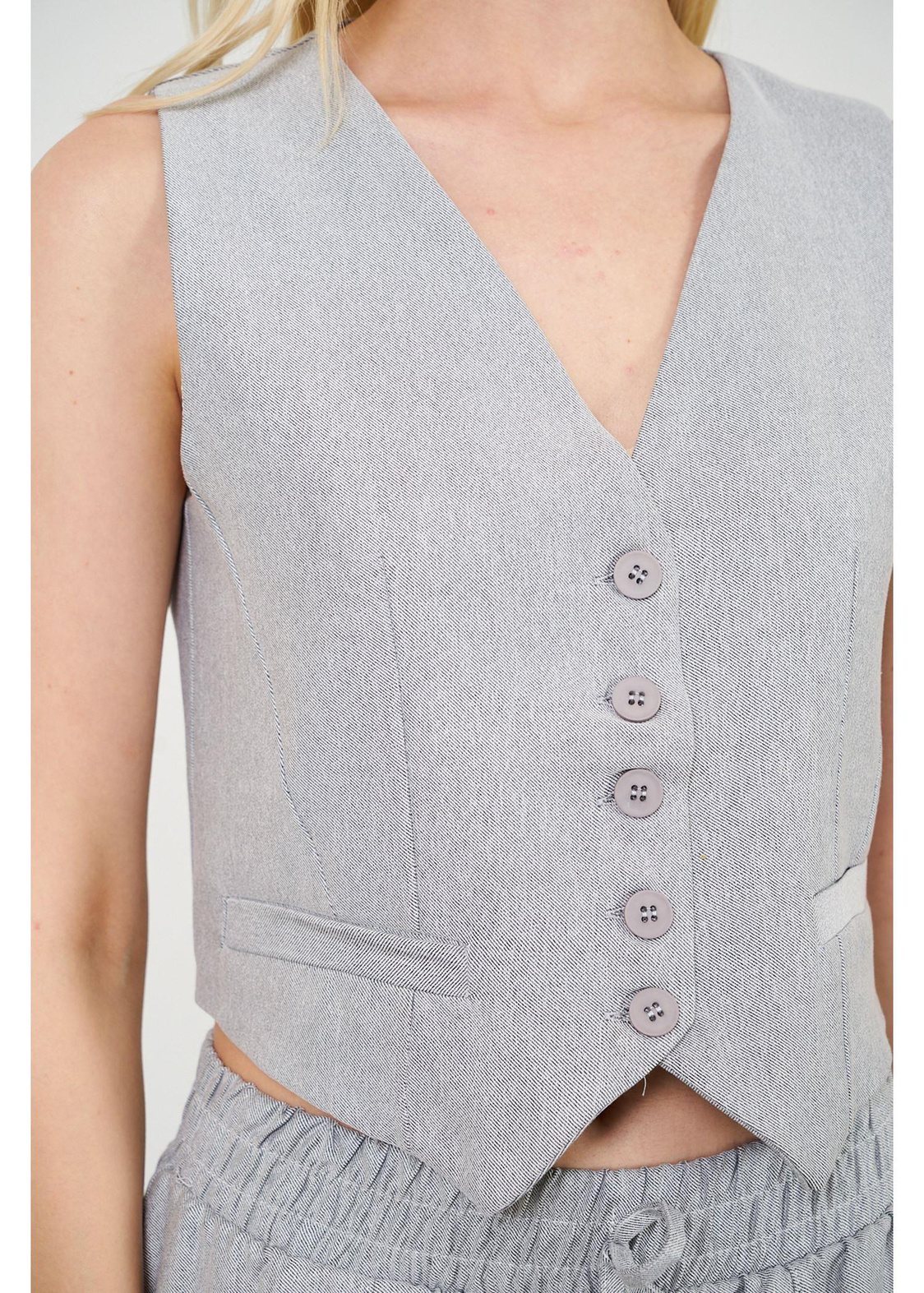 Pensli Diyagonal Yelek-Antrasit