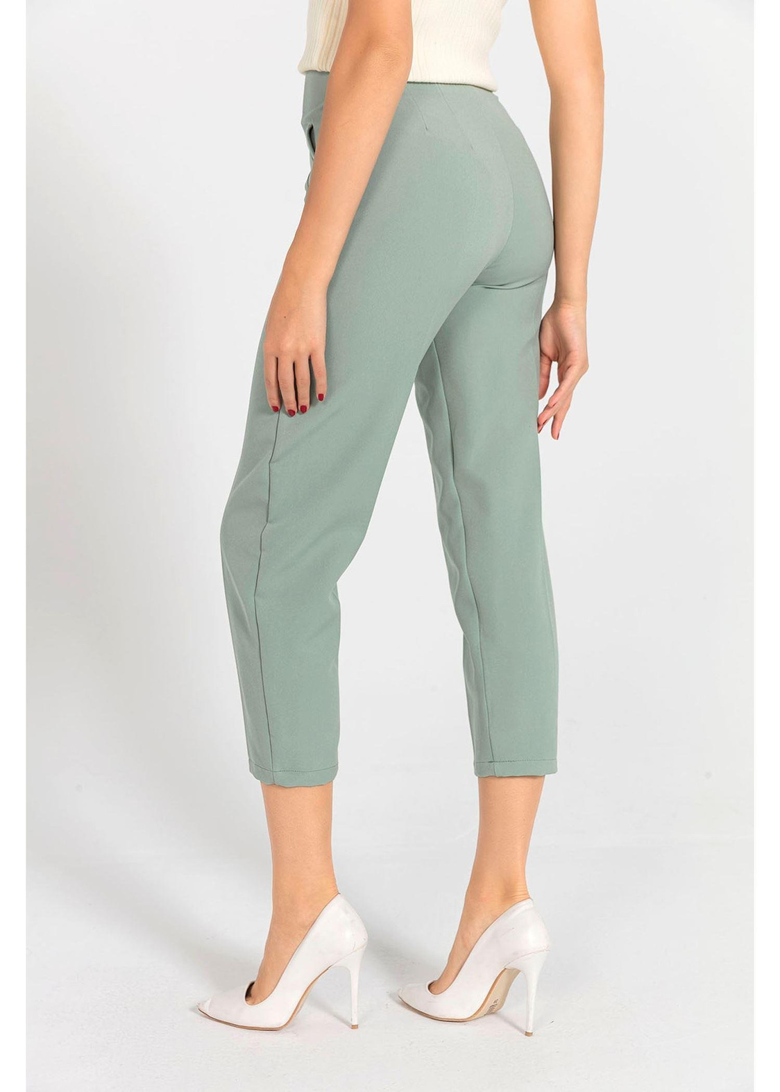 Pensli Yüksek Bel Atlas Pantolon-Mint