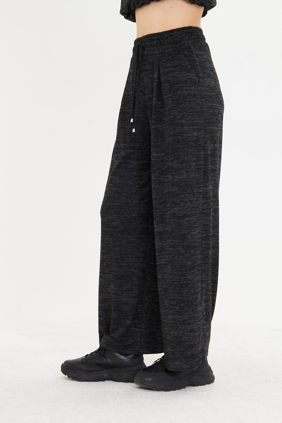 Pileli Beli Lastikli Triko Pantolon