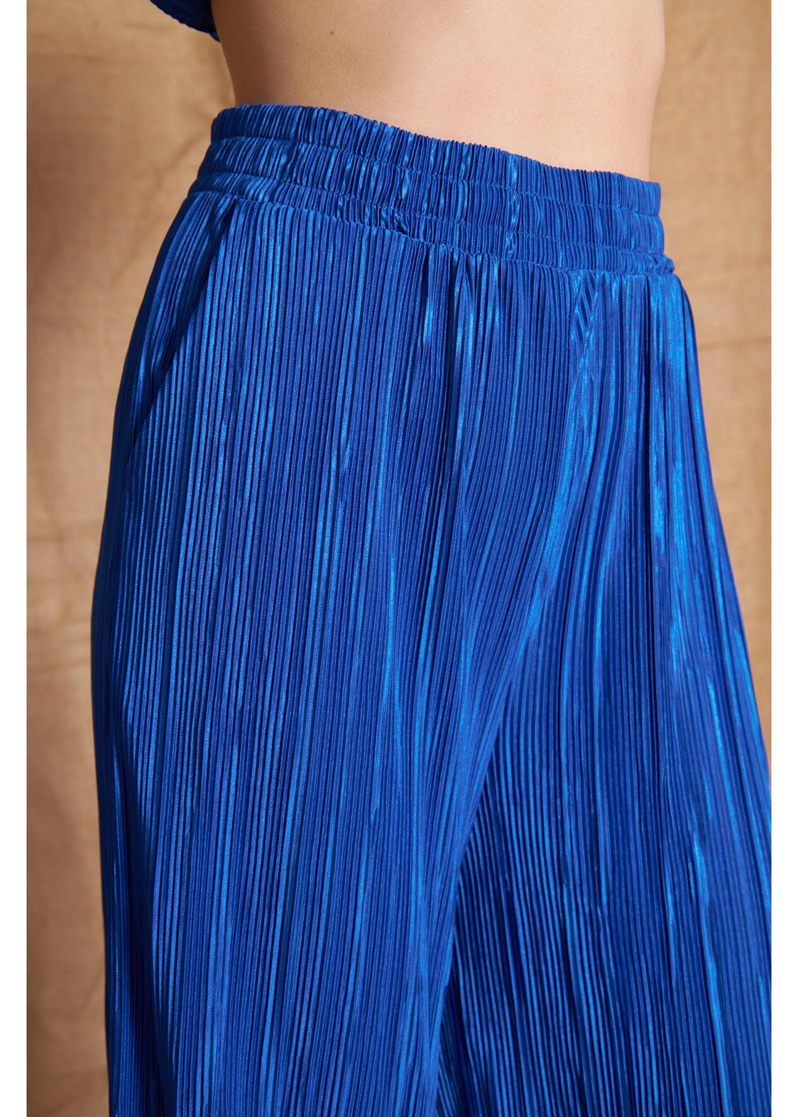 Piliseli Örme Pantolon-Saks