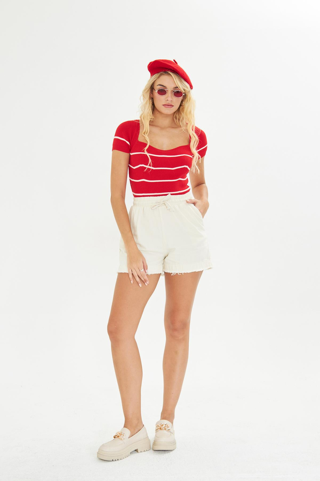 Püsküllü Gabardin Şort