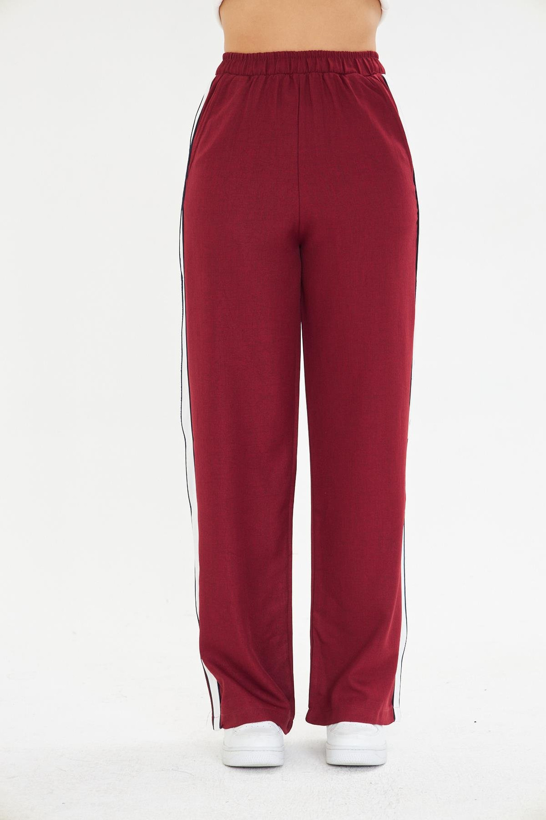 Şeritli Bol Paça Pantolon