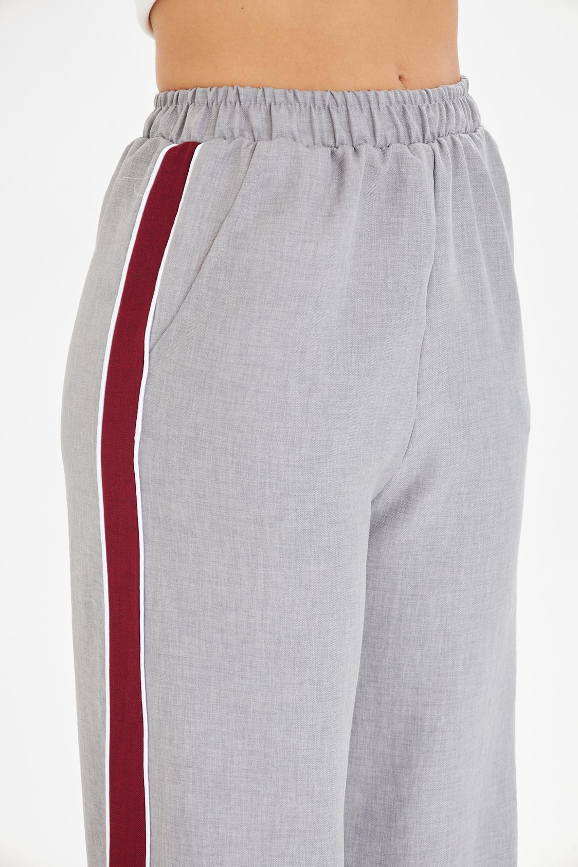 Şeritli Bol Paça Pantolon