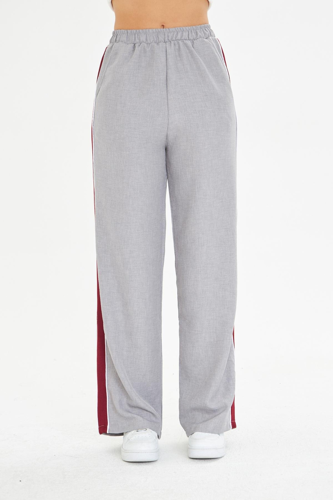 Şeritli Bol Paça Pantolon