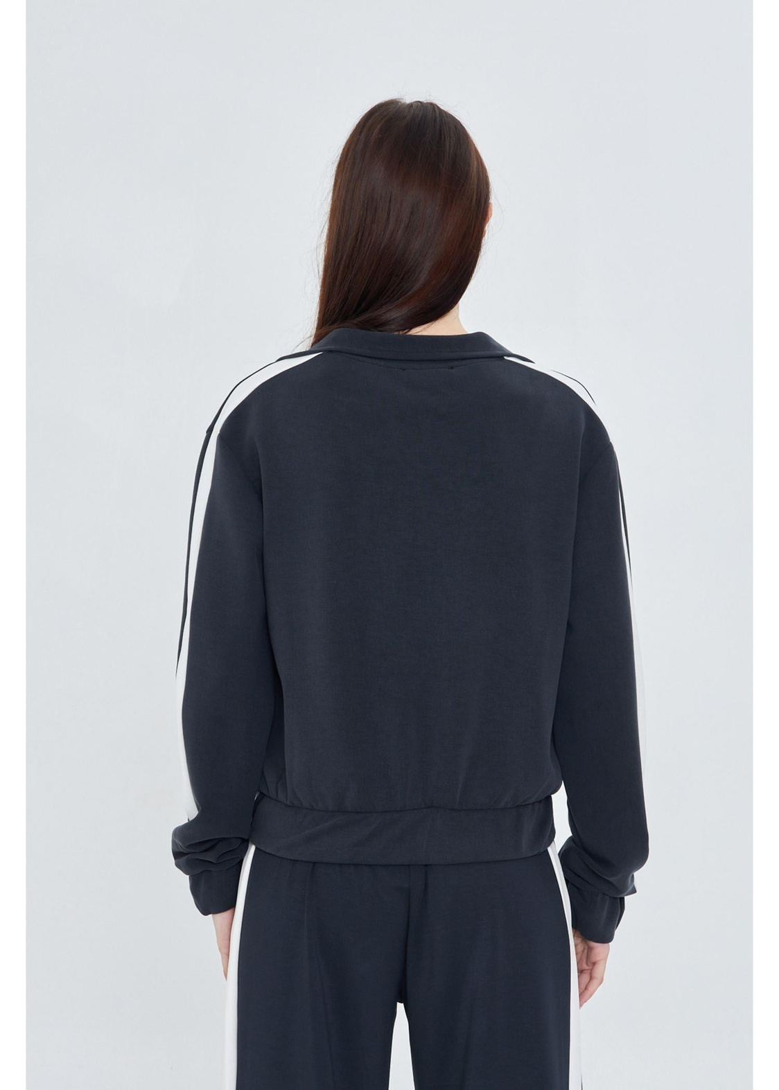 Şeritli Fermuarlı Scuba Dalgıç Sweatshirt