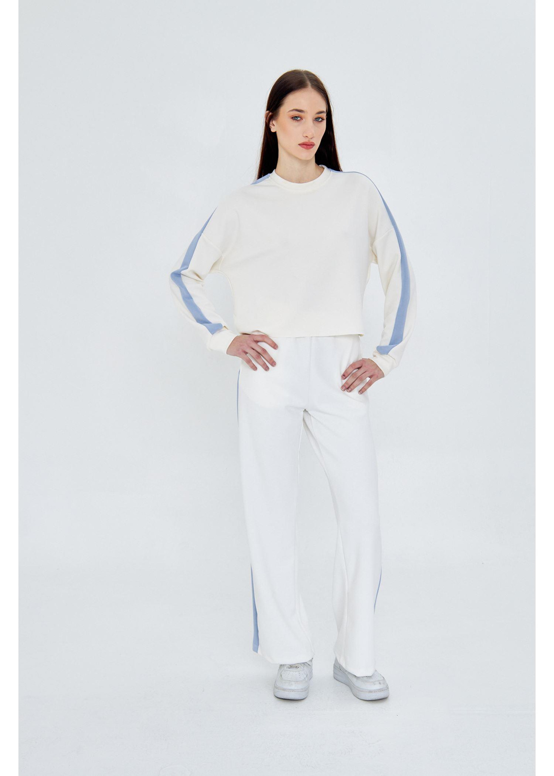 Şeritli Scuba Dalgıç Crop Sweatshirt