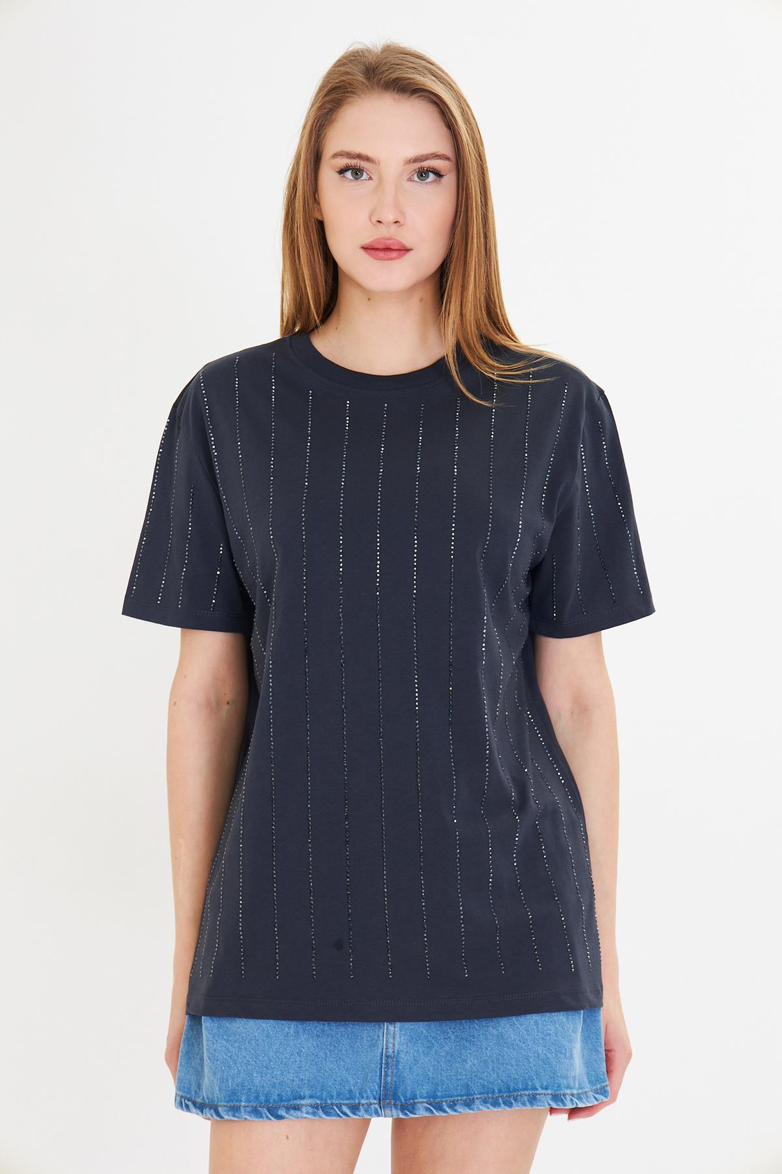 Sıra Taşlı Basic T-shirt