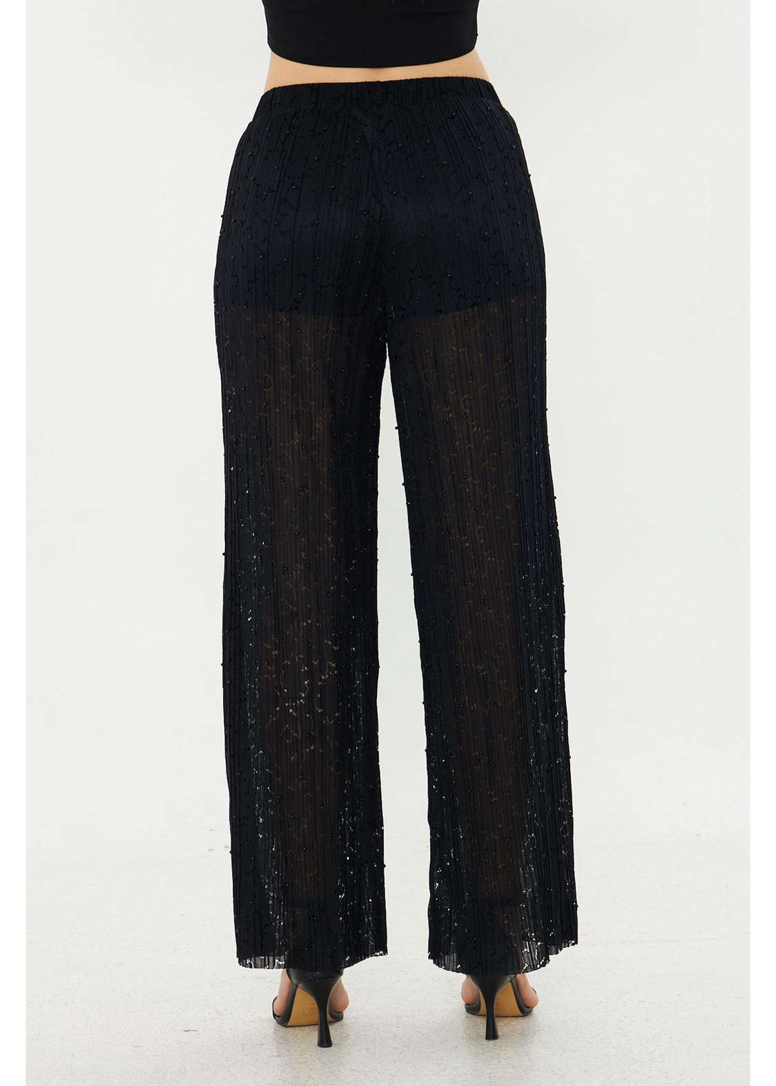 Taş İşlemeli Örme Pantolon