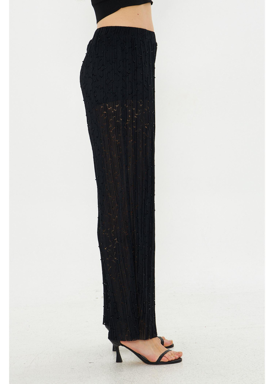 Taş İşlemeli Örme Pantolon