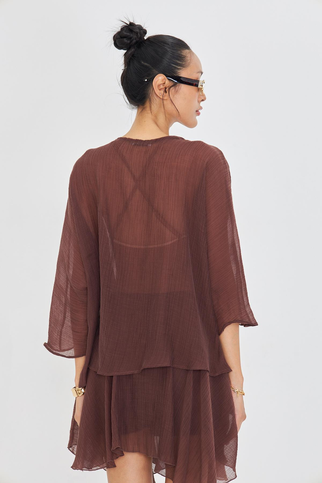 Tek Düğmeli Kırışık Kimono