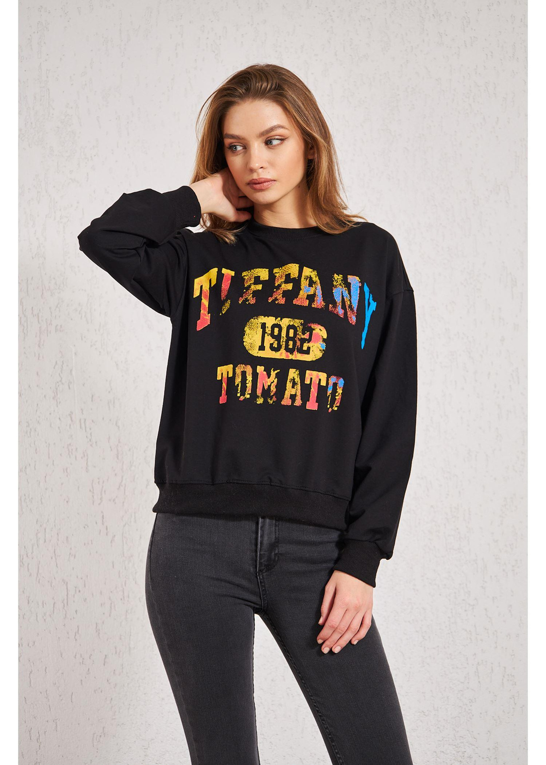 Tiffany Baskılı Sweat-Siyah