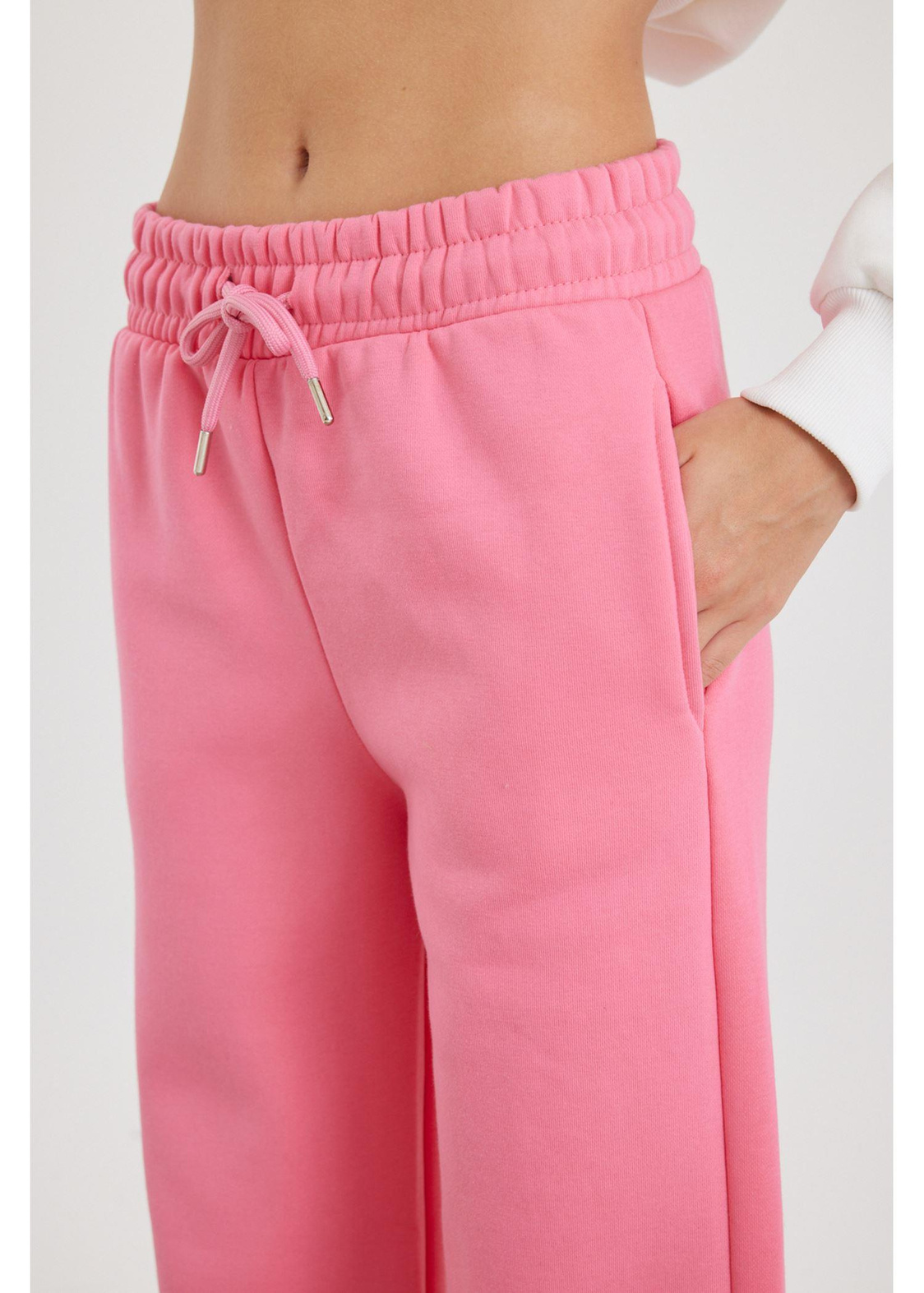Üç İplik Bol Paça Pantolon-Pembe
