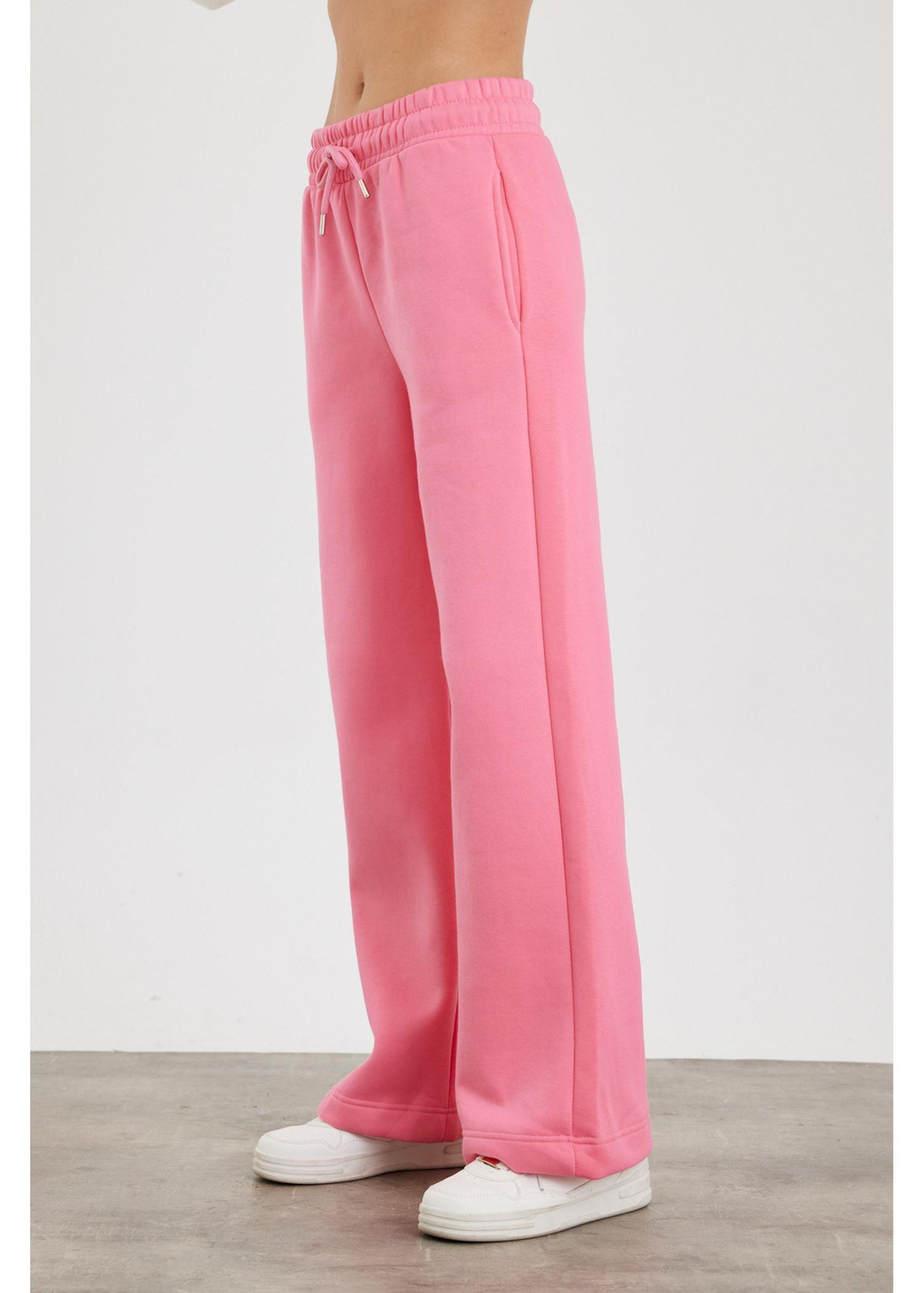 Üç İplik Bol Paça Pantolon-Pembe