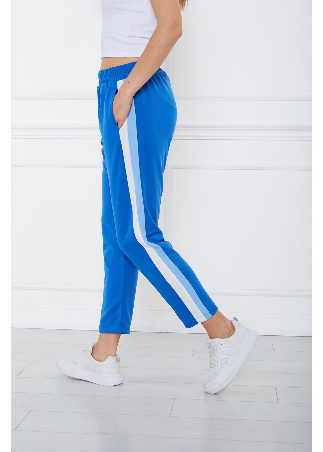 Üç Renk Double Pantolon-Mavi