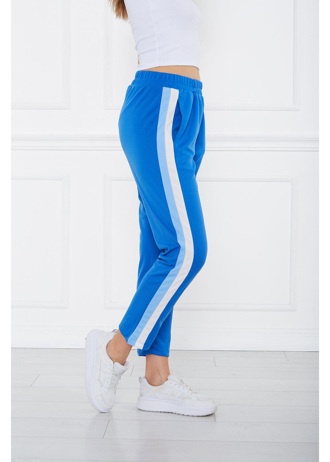 Üç Renk Double Pantolon-Mavi